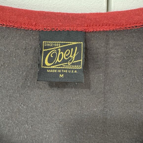 Obey Women Skate Raglan T-Shirt Medium Vintage Burnout See You In Hell Cobra New - Picture 4 of 8